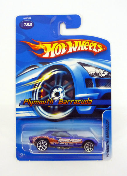 Hot Wheels Plymouth Barracuda #183 Blue Die-Cast Car w/PR5 Wheels 2006