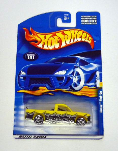 Hot Wheels Chevy Pick-Up #101 Yellow Die-Cast Truck 2001