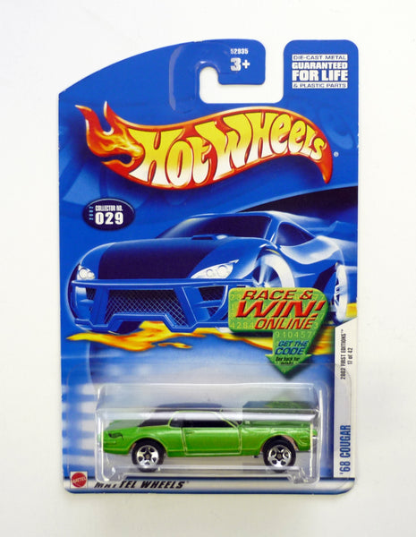 Hot Wheels '68 Cougar #029 First Editions 17 of 42 Green Die-Cast Car 2002