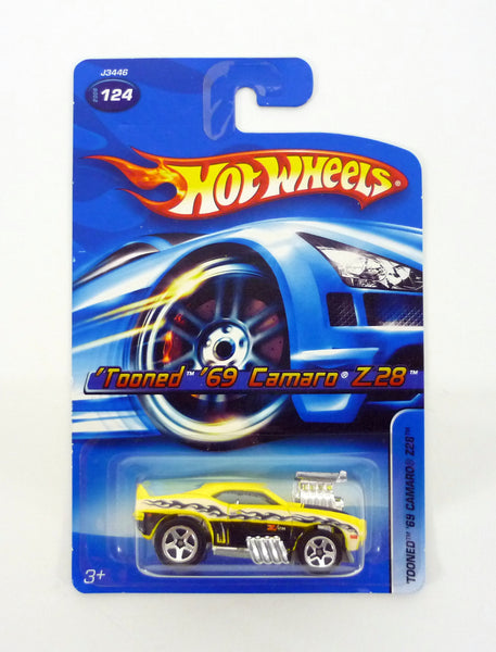 Hot Wheels 'Tooned '69 Camaro Z28 #124 Yellow Die-Cast Car 2006