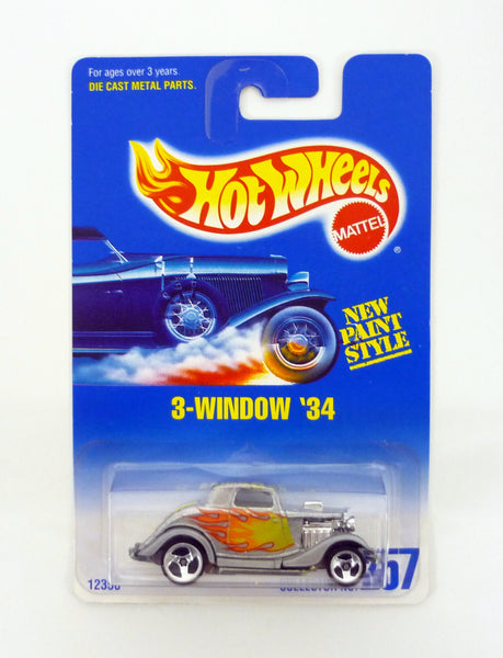 Hot Wheels 3-Window '34 #257 Silver Die-Cast Car 1991
