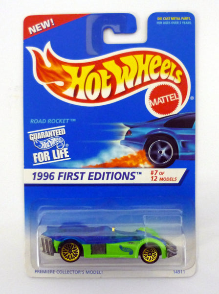 Hot Wheels Road Rocket #369 1996 First Editions #7 of 12 Green Die-Cast Car 1996