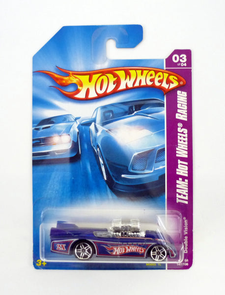Hot Wheels Double Vision 147/196 Team Racing #3 of 4 Blue Die-Cast Car 2008